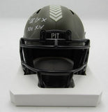 Rocky Bleier Signed/Inscr Salute To Service Mini Helmet Steelers Beckett 191562