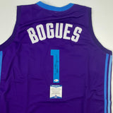 Autographed/Signed Muggsy Bogues Charlotte Purple Modern Jersey Beckett COA