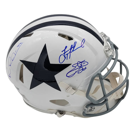 Troy Aikman Michael Irvin Emmitt Smith Signed Cowboys White T/B Authentic Helmet