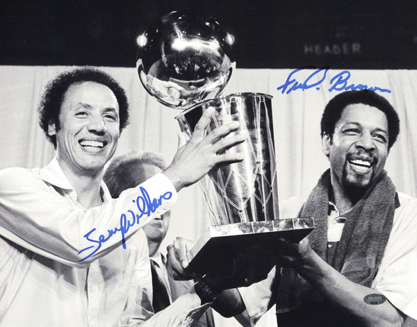 Lenny Wilkins & Downtown Freddie Brown Autographed 11x14 Photo MCS Holo 64108