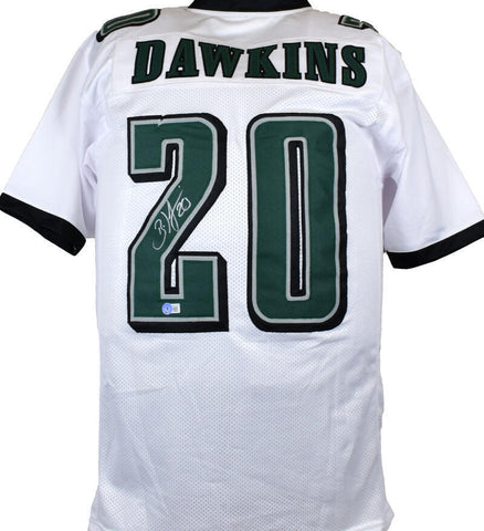 Brian Dawkins Autographed White Pro Style Jersey - Beckett W Hologram *Silver