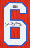 Julius Erving AKA DR .J Signed Philadelphia 76ers 35x 43" Framed Jersey (JSA QR)
