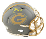 Jordan Love Signed Green Bay Packers Slate Mini Speed Helmet JSA