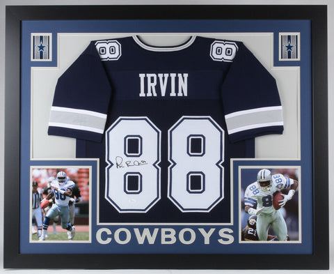 Michael Irvin Signed Dallas Cowboys 35x43 Custom Framed Blue Jersey (JSA COA)