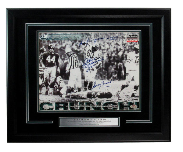 Chuck Bednarik Eagles "Knock Out" Signed 11x14 B/W Photo Framed PSA/DNA 194420