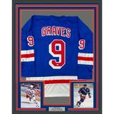 Framed Autographed/Signed Adam Graves 33x42 94 Cup NY Blue Jersey Steiner COA