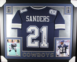 Deion Sanders Autographed/Signed Pro Style Framed Blue XL Jersey BAS 40146