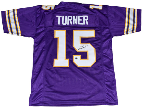 DALLAS TURNER AUTOGRAPHED SIGNED MINNESOTA VIKINGS #15 PURPLE JERSEY BECKETT