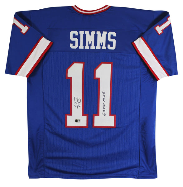 Phil Simms "SB XXI MVP" Authentic Signed Blue Pro Style Jersey BAS Witnessed
