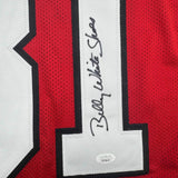 Autographed/Signed Billy White Shoes Johnson Atlanta Red Football Jersey JSA COA