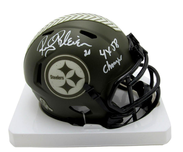 Rocky Bleier Autographed/Inscribed Salute to Service Mini Helmet Steelers JSA