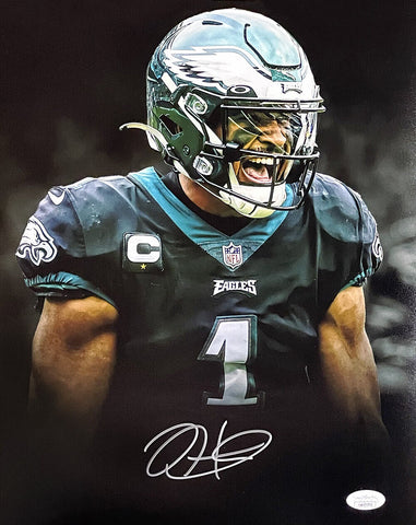 Jalen Hurts Signed Philadelphia Eagles 11x14 Football Yell Photo JSA