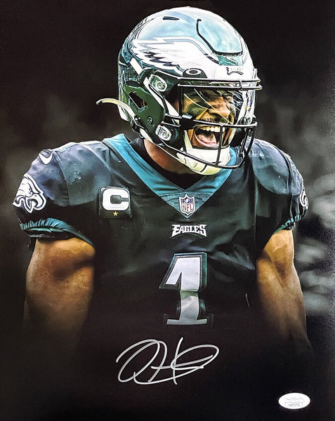 Jalen Hurts Signed Philadelphia Eagles 11x14 Football Yell Photo JSA