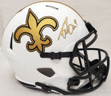 DREW BREES AUTO SAINTS LUNAR ECLIPSE WHITE FULL SIZE SPEED HELMET BECKETT 193498