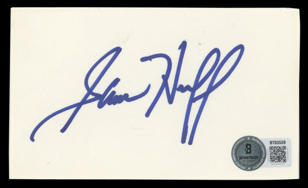 Giants Sam Huff Authentic Signed 3x5 Index Card BAS #BT03539