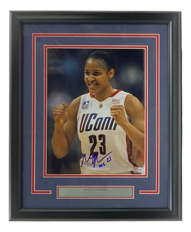 Maya Moore Signed Framed 11x14 UConn Huskies Photo BAS