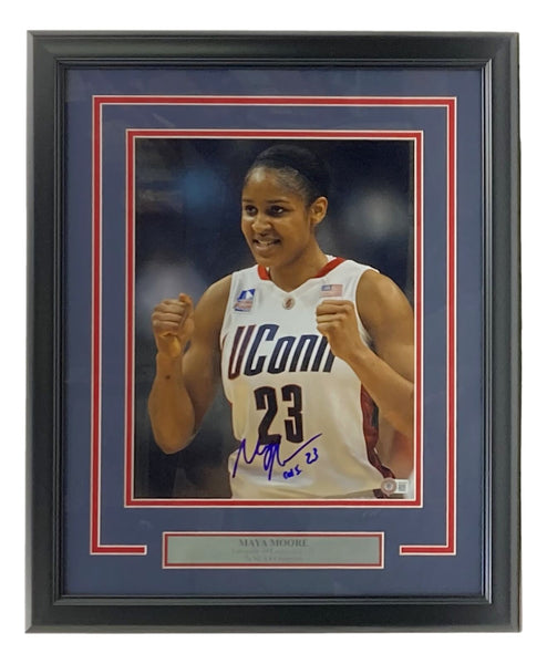 Maya Moore Signed Framed 11x14 UConn Huskies Photo BAS