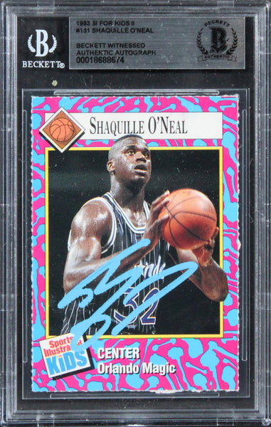 Magic Shaquille O'Neal Signed 1993 SI For Kids II #131 Card BAS Slabbed