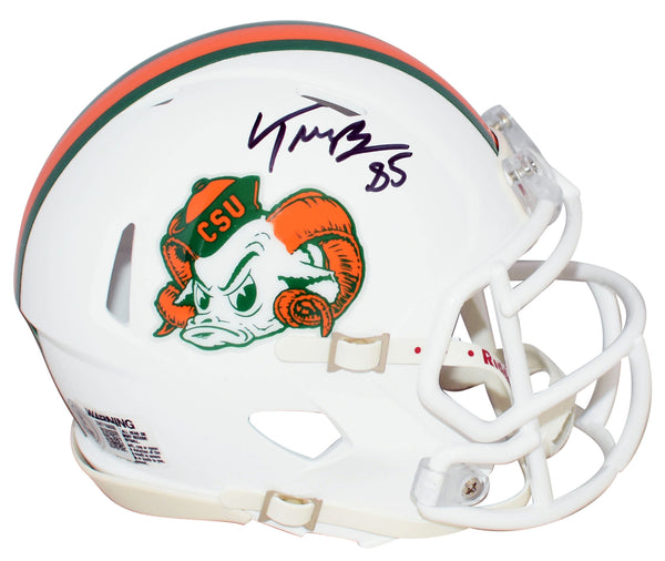 TREY McBRIDE SIGNED COLORADO STATE RAMS THROWBACK SPEED MINI HELMET BECKETT