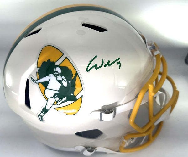 Packers CHRISTIAN WATSON Signed Full Size RETRO Replica Speed Helmet AUTO - BAS