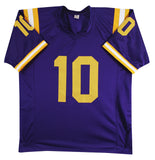 LSU Sam Leavitt Signed Alternate Purple Pro Style Jersey BAS Witnessed 2