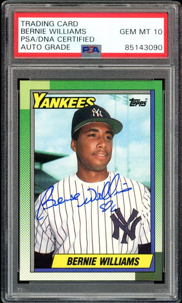 1990 Topps #701 Bernie Williams RC Yankees On Card PSA/DNA Auto GEM MINT 10