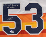 Cristian Javier Signed Houston Astros Jersey "2022 WS Game 4 No Hitter"(Beckett)