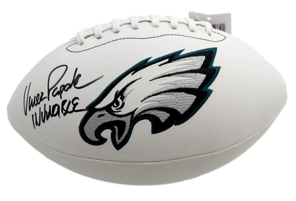 Vince Papale Signed/inscribed Eagles Logo White Football Beckett 199606