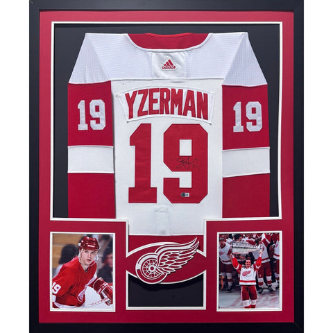 Steve Yzerman Autographed Signed Framed Detroit Red Wings Jersey BECKETT