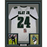 FRAMED Autographed/Signed DARIUS SLAY JR 33x42 Philadelphia White Jersey JSA COA