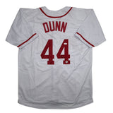 Autographed/Signed Adam Dunn Cincinnati White Baseball Jersey JSA COA