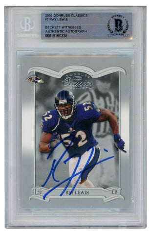 Ray Lewis Autographed/Signed 2003 Donruss Classics #7 Trading Card Beckett 52694