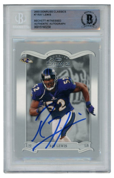 Ray Lewis Autographed/Signed 2003 Donruss Classics #7 Trading Card Beckett 52694
