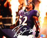 Ray Lewis Autographed Baltimore Ravens 8x10 Fire Photo- BA W Hologram *White