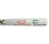 Cal Ripken Jr & Brett Favre Signed Baltimore Orioles White Chrome Bat - 2 Insc