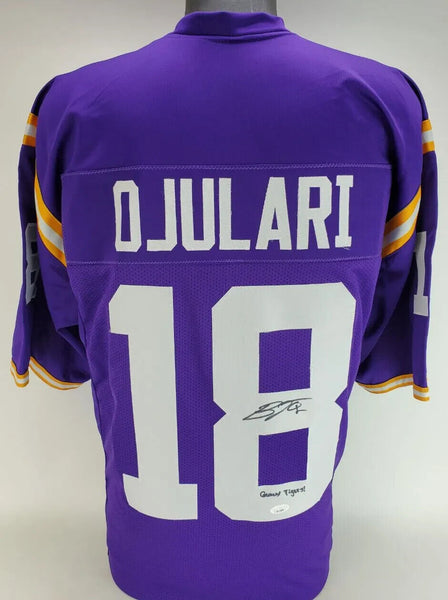 BJ Ojulari "Geaux Tigers" Signed LSU Tigers Purple Jersey (JSA COA) Cardinals LB