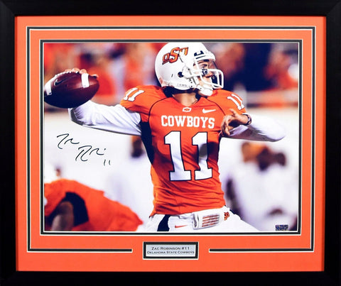 ZAC ROBINSON SIGNED OKLAHOMA STATE COWBOYS 16x20 FRAMED PHOTO COA