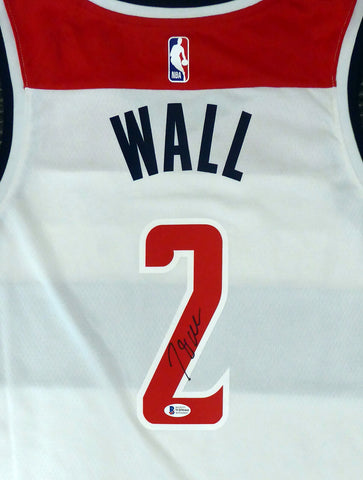 WIZARDS JOHN WALL AUTOGRAPHED WHITE NIKE SWINGMAN JERSEY SIZE L BECKETT 182245