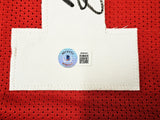 49ERS MICHAEL CRABTREE AUTOGRAPHED SIGNED RED JERSEY BECKETT WITNESS 215670