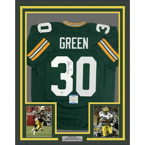 Framed Autographed/Signed AHMAN GREEN 33x42 Green Bay Green Jersey JSA COA Auto
