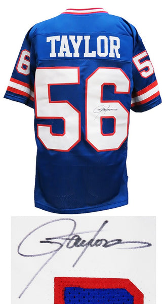 Lawrence Taylor New York Giants Signed Blue Throwback Custom Jersey - SCHWARTZ