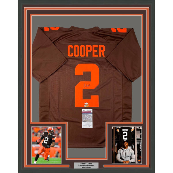 Framed Signed Amari Cooper 35x39 Cleveland Brown Color Rush Jersey JSA COA
