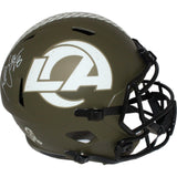 Marshall Faulk Signed Los Angeles Rams F/S 22 Salute Helmet Beckett 43303
