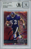 Ray Lewis Signed 1997 Metal Universe #44 Trading Card Beckett 10 Slab 35266