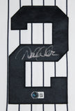 Yankees Derek Jeter Signed White Pinstripe Majestic Framed Jersey BAS #AE64199