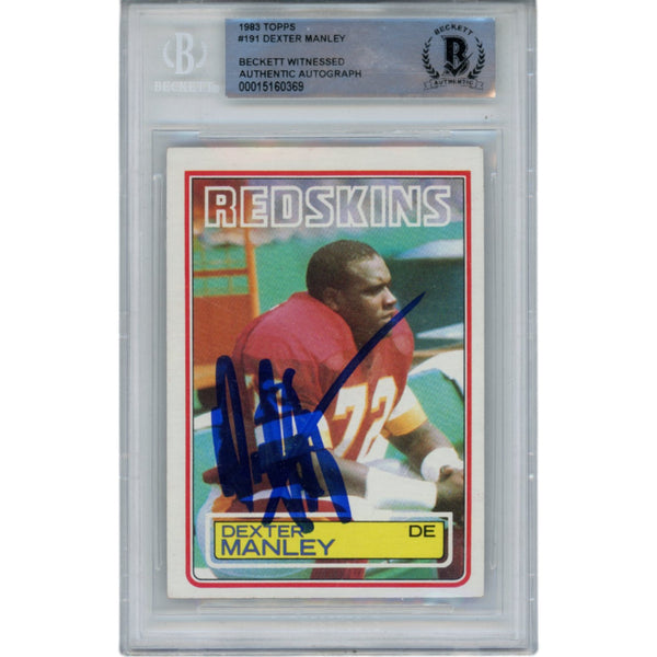 Dexter Manley Autographed 1983 Topps #191 Slabbed Trading Card Beckett 49386