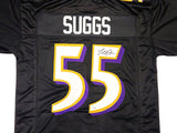 BALTIMORE RAVENS TERRELL SUGGS AUTOGRAPHED SIGNED BLACK JERSEY JSA STOCK #233374
