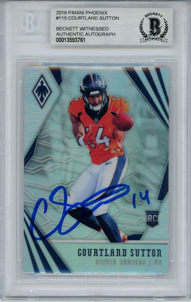 Courtland Sutton Signed 2018 Phoenix #115 Rookie Card Beckett Slab 35015