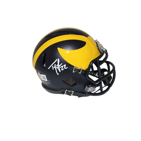 Ty Law Autographed/Signed Michigan Wolverines Mini Helmet Beckett 42364
