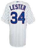 Jon Lester Signed Cubs White Majestic Replica Baseball Jersey w/Champs -(SS COA)
